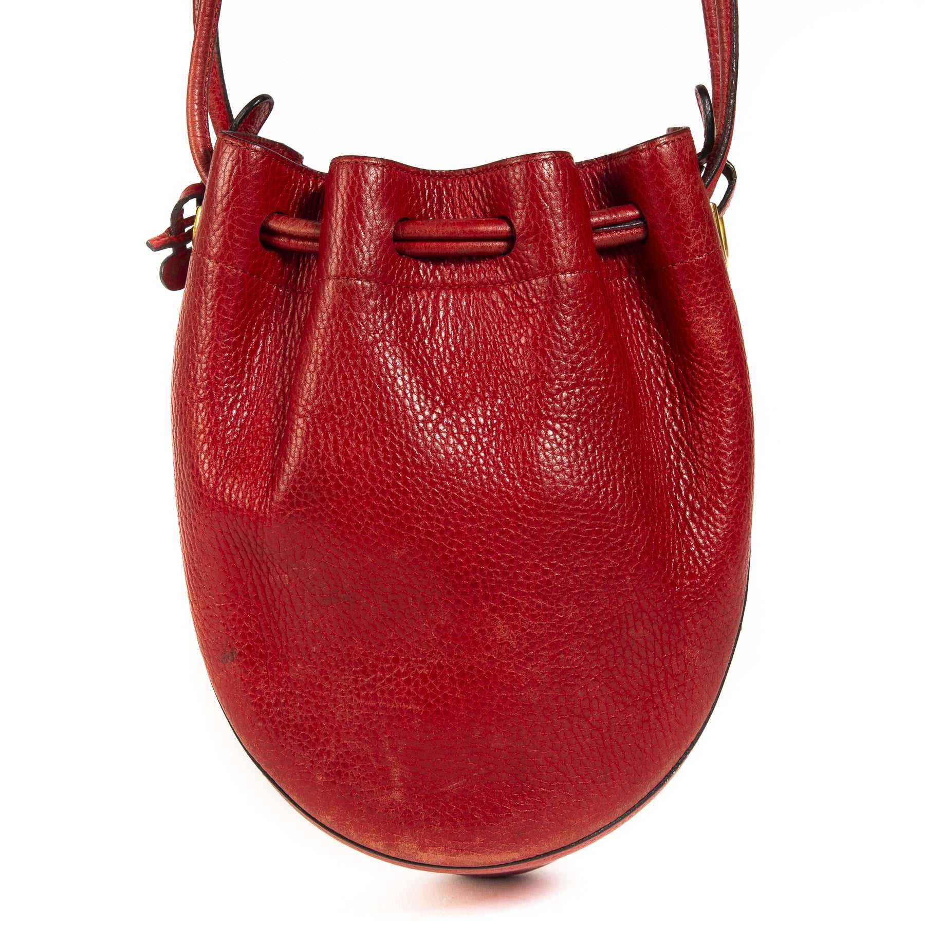 Delvaux Red Leather Bucket Bag