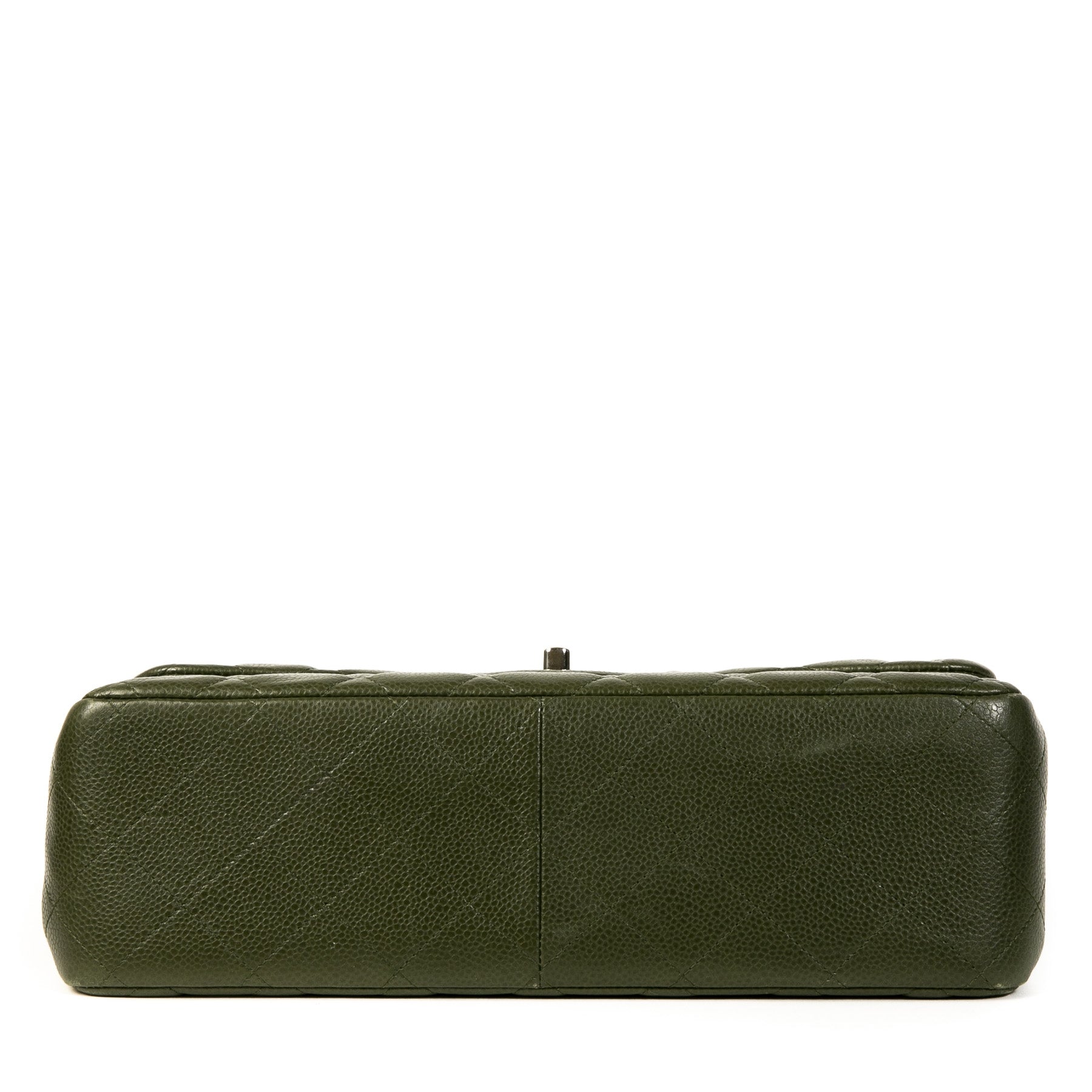 Authentieke Tweedehands Chanel Olive Green Jumbo Classic Double Flap Bag juiste prijs veilig online shoppen luxe merken webshop winkelen Antwerpen België mode fashion