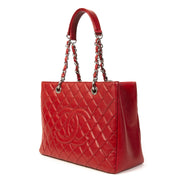 Authentieke Tweedehands Chanel Red Quilted Caviar Shopper juiste prijs veilig online shoppen luxe merken webshop winkelen Antwerpen België mode fashion