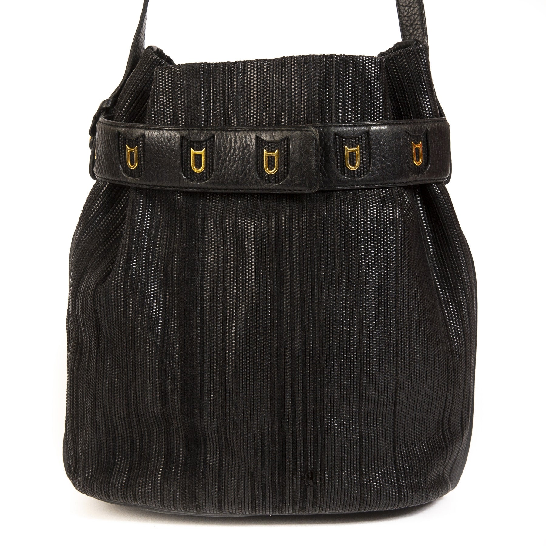 Delvaux Black Toile De Cuir Calicot Bucket Bag