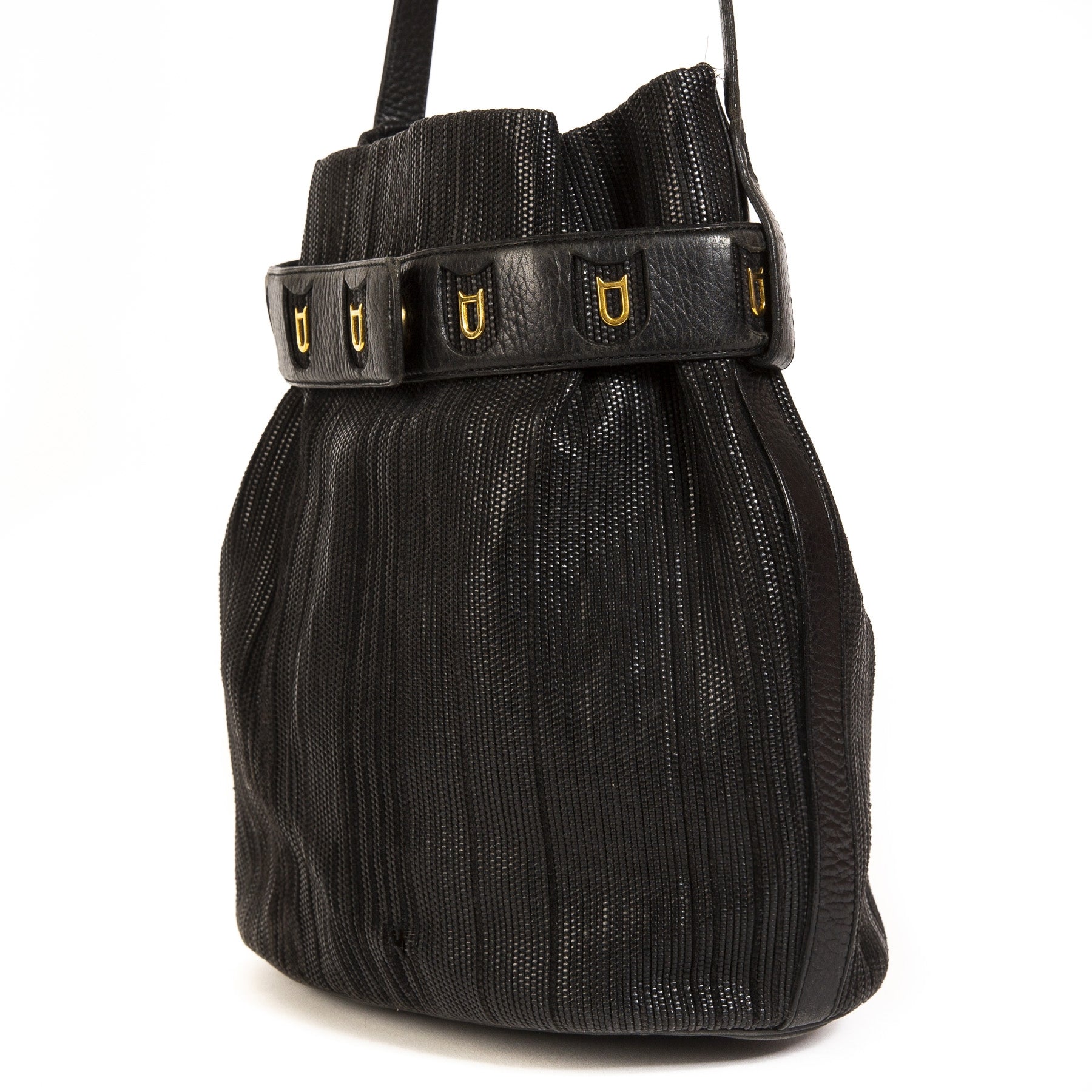 Delvaux Black Toile De Cuir Calicot Bucket Bag