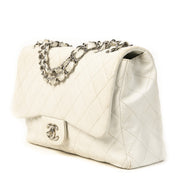 Authentieke Tweedehands Chanel White Caviar Leather Jumbo Classic Flap Bag juiste prijs veilig online shoppen luxe merken webshop winkelen Antwerpen België mode fashion
