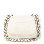 Authentieke Tweedehands Chanel White Caviar Leather Jumbo Classic Flap Bag juiste prijs veilig online shoppen luxe merken webshop winkelen Antwerpen België mode fashion