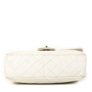 Authentieke Tweedehands Chanel White Caviar Leather Jumbo Classic Flap Bag juiste prijs veilig online shoppen luxe merken webshop winkelen Antwerpen België mode fashion