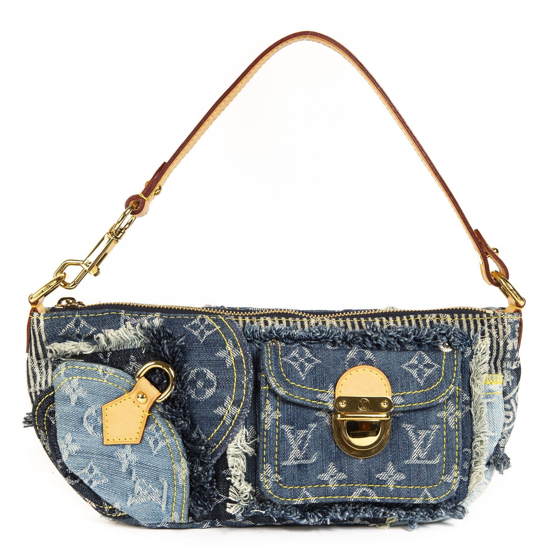 koop veilig online tegen de beste prijsLouis Vuitton Limited Edition Monogram Denim Patchwork Bag