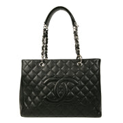 Authentieke Tweedehands Chanel Black Quilted Caviar Shopper juiste prijs veilig online shoppen luxe merken webshop winkelen Antwerpen België mode fashion
