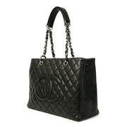 Authentieke Tweedehands Chanel Black Quilted Caviar Shopper juiste prijs veilig online shoppen luxe merken webshop winkelen Antwerpen België mode fashion