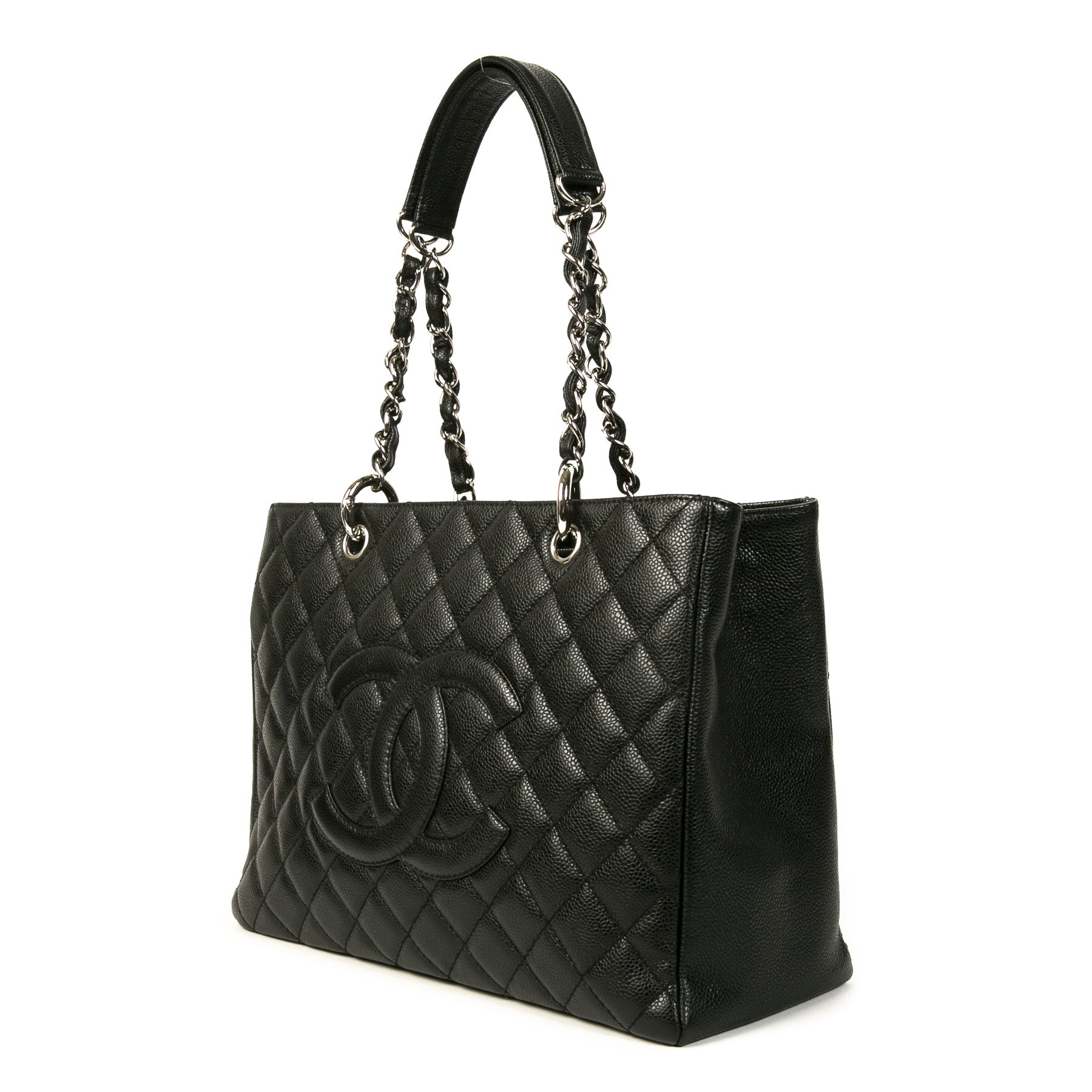 Authentieke Tweedehands Chanel Black Quilted Caviar Shopper juiste prijs veilig online shoppen luxe merken webshop winkelen Antwerpen België mode fashion