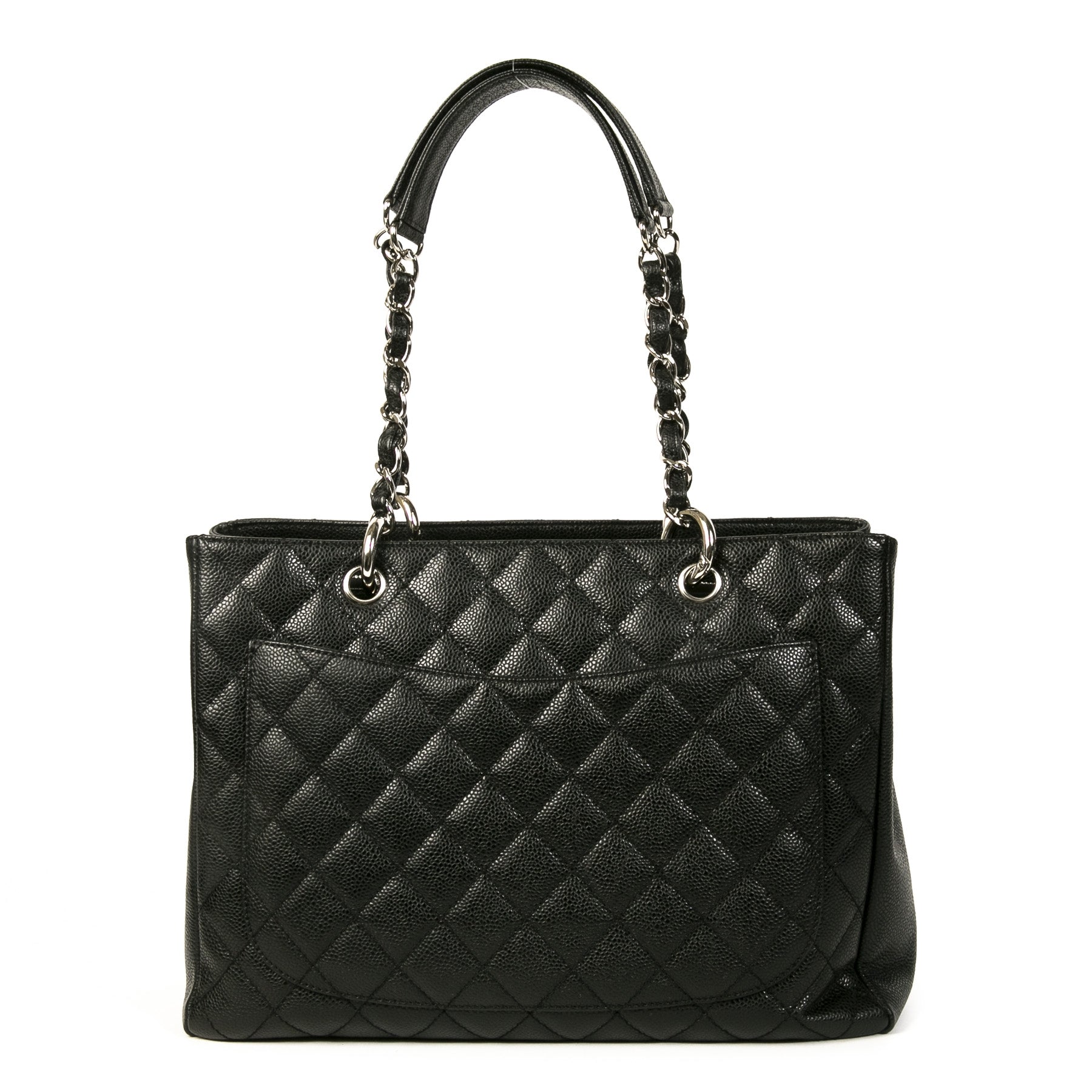 Authentieke Tweedehands Chanel Black Quilted Caviar Shopper juiste prijs veilig online shoppen luxe merken webshop winkelen Antwerpen België mode fashion
