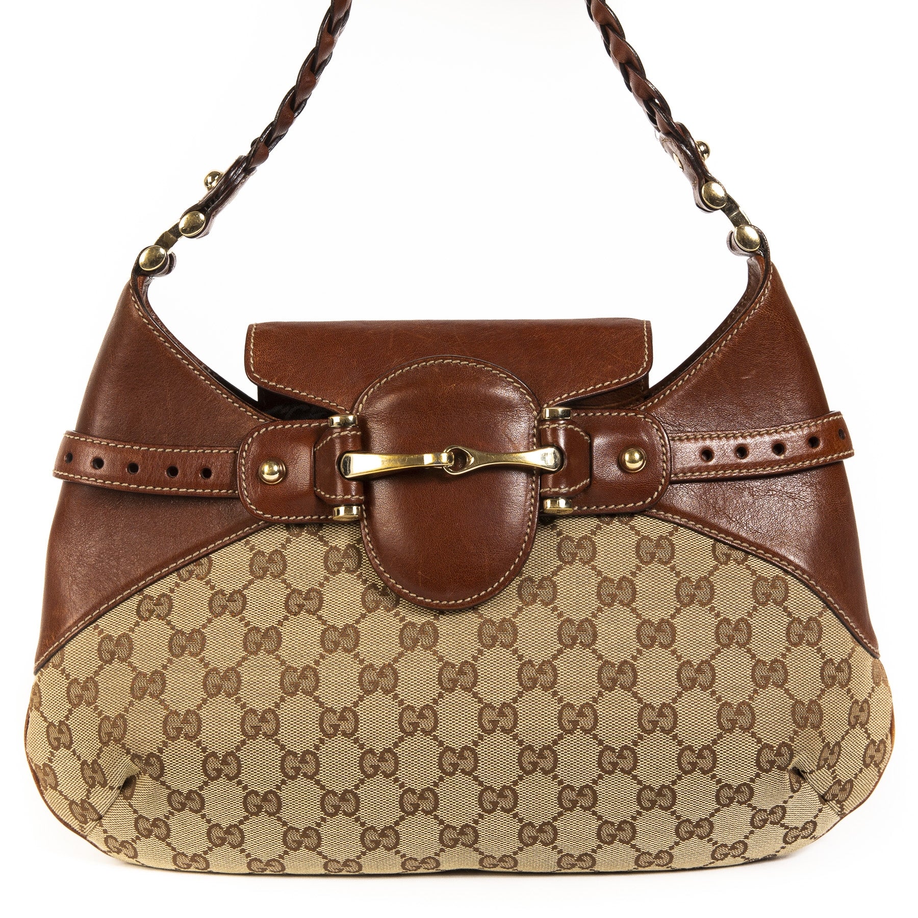koop online jou tweedehands Delvaux Desert Brown Shoulder Bag