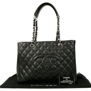 Authentieke Tweedehands Chanel Black Quilted Caviar Shopper juiste prijs veilig online shoppen luxe merken webshop winkelen Antwerpen België mode fashion