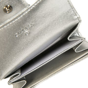 Chanel Metallic Silver Quilted Leather Coins Wallet