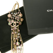 Chanel Gold & Purple Flower Pearl Necklace with CC Logo