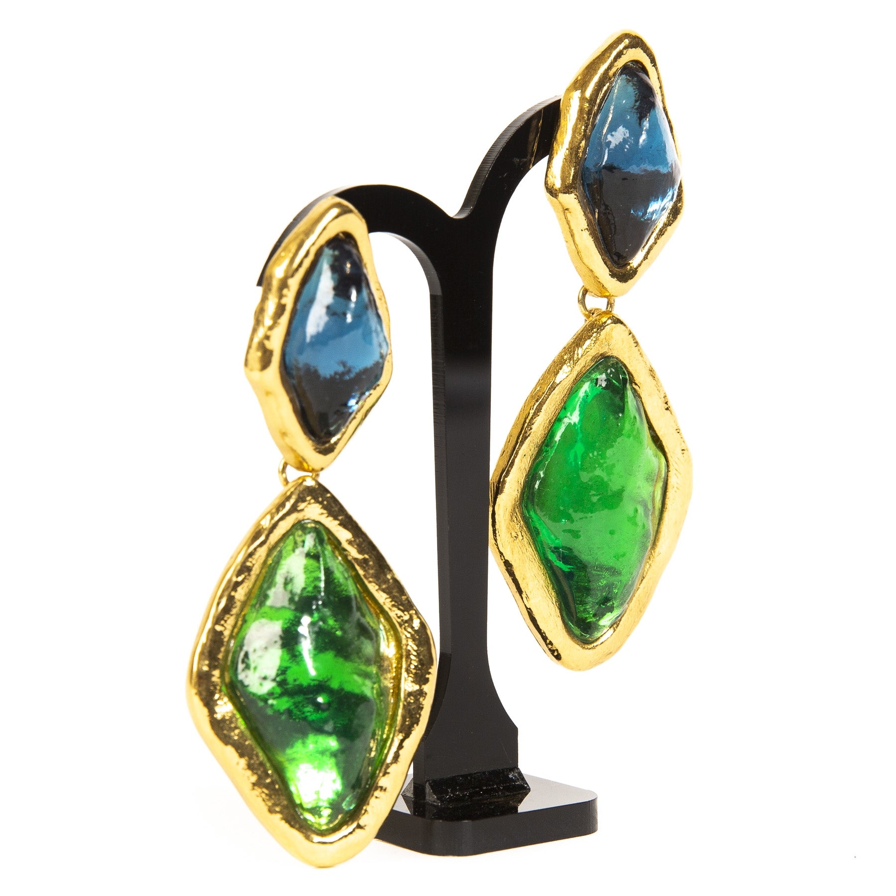 Yves Saint Laurent Golden Gem Drop Clip-on Earrings