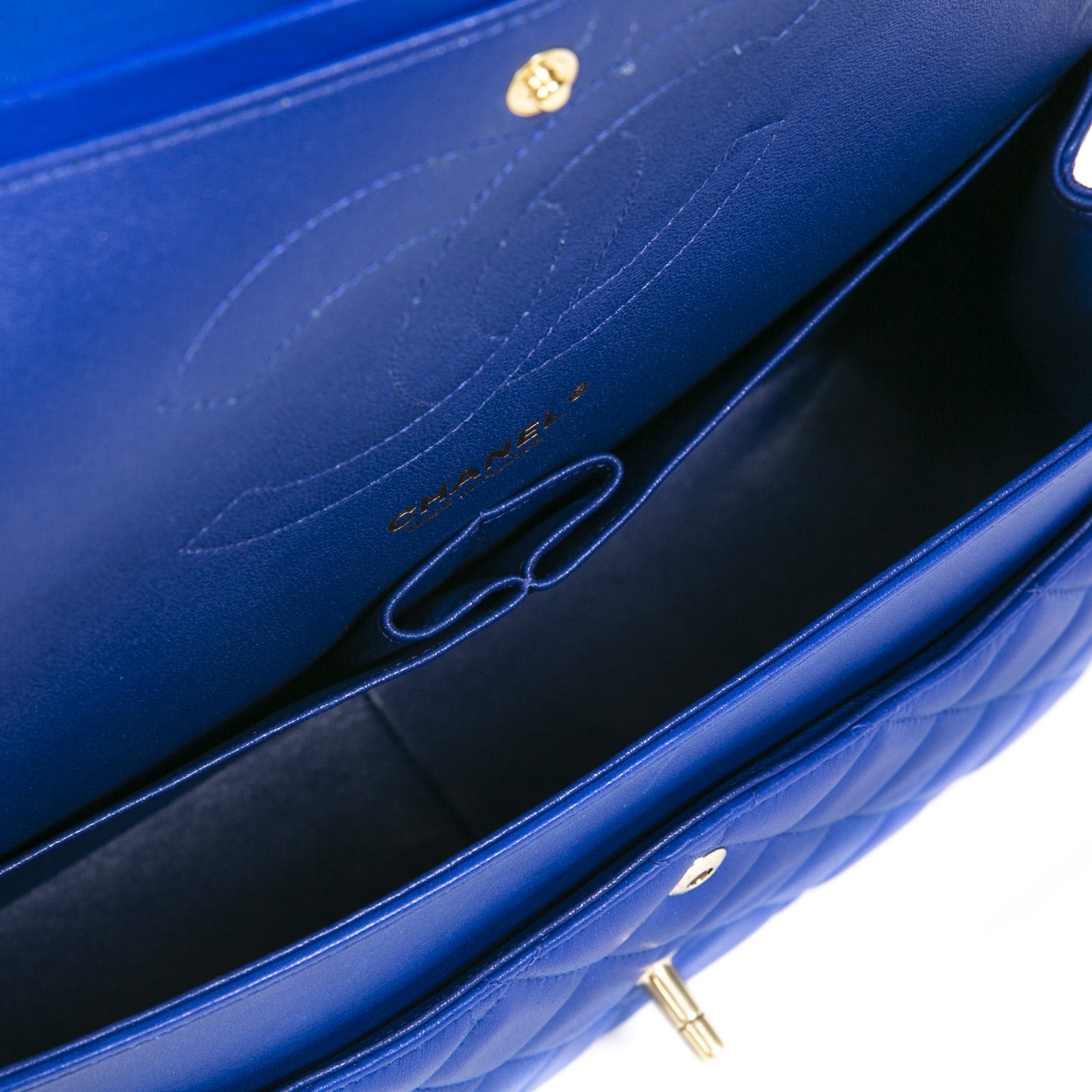 Authentieke Tweedehands Chanel Cobalt Blue Jumbo Classic Double Flap Bag juiste prijs veilig online shoppen luxe merken webshop winkelen Antwerpen België mode fashion
