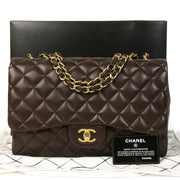 Authentieke Tweedehands Chanel Chocolate Brown Jumbo Classic Single Flap Bag juiste prijs veilig online shoppen luxe merken webshop winkelen Antwerpen België mode fashion