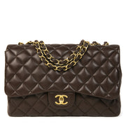 Authentieke Tweedehands Chanel Chocolate Brown Jumbo Classic Single Flap Bag juiste prijs veilig online shoppen luxe merken webshop winkelen Antwerpen België mode fashion