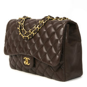 Authentieke Tweedehands Chanel Chocolate Brown Jumbo Classic Single Flap Bag juiste prijs veilig online shoppen luxe merken webshop winkelen Antwerpen België mode fashion