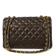 Authentieke Tweedehands Chanel Chocolate Brown Jumbo Classic Single Flap Bag juiste prijs veilig online shoppen luxe merken webshop winkelen Antwerpen België mode fashion