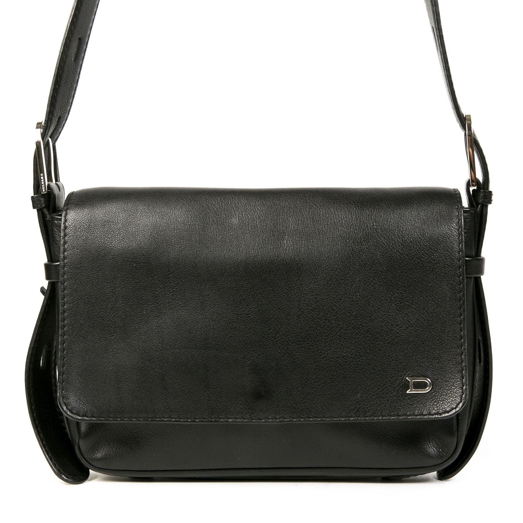 Delvaux Black Leather Silver D Crossbody Bag for the best price at Labellov