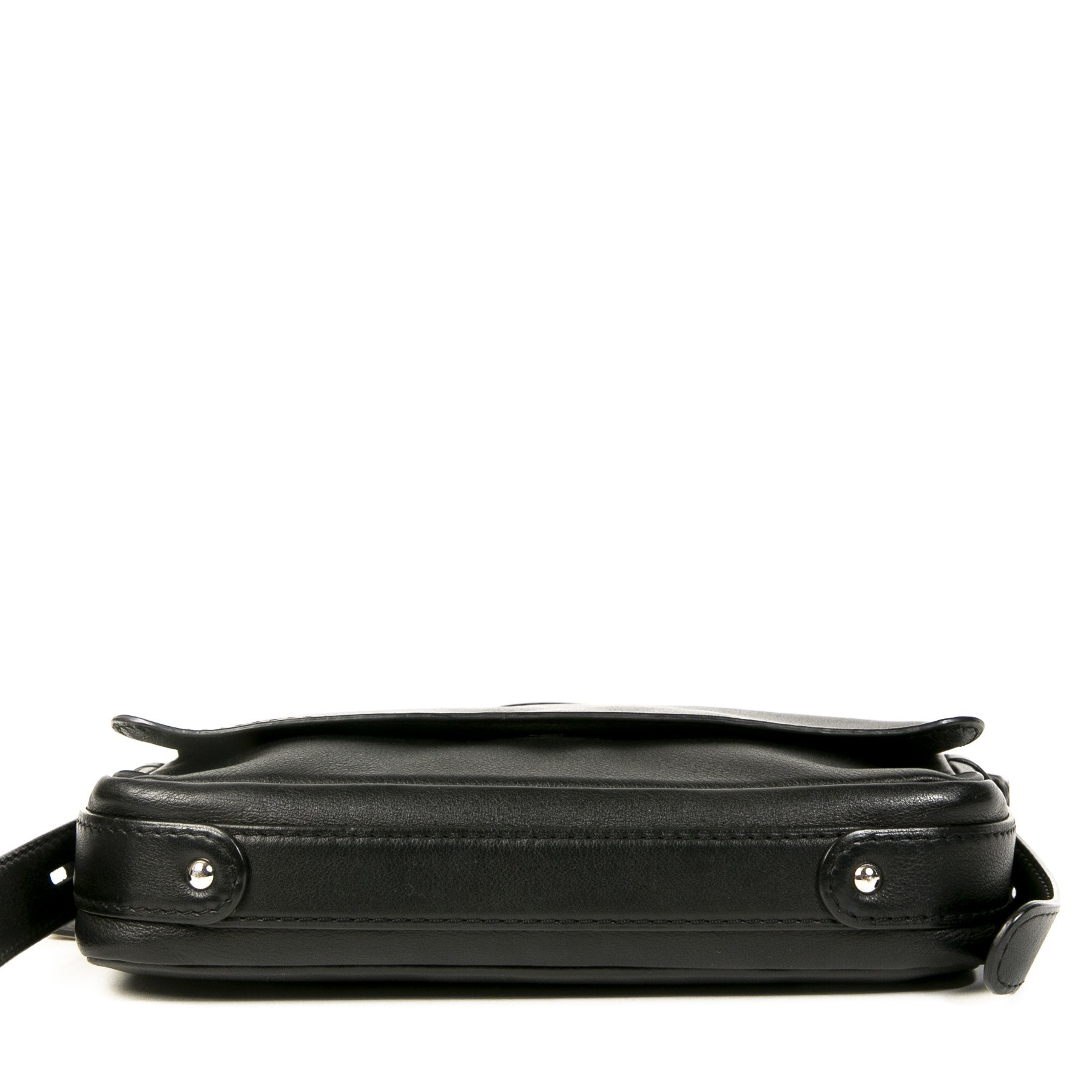 Delvaux Black Leather Silver D Crossbody Bag