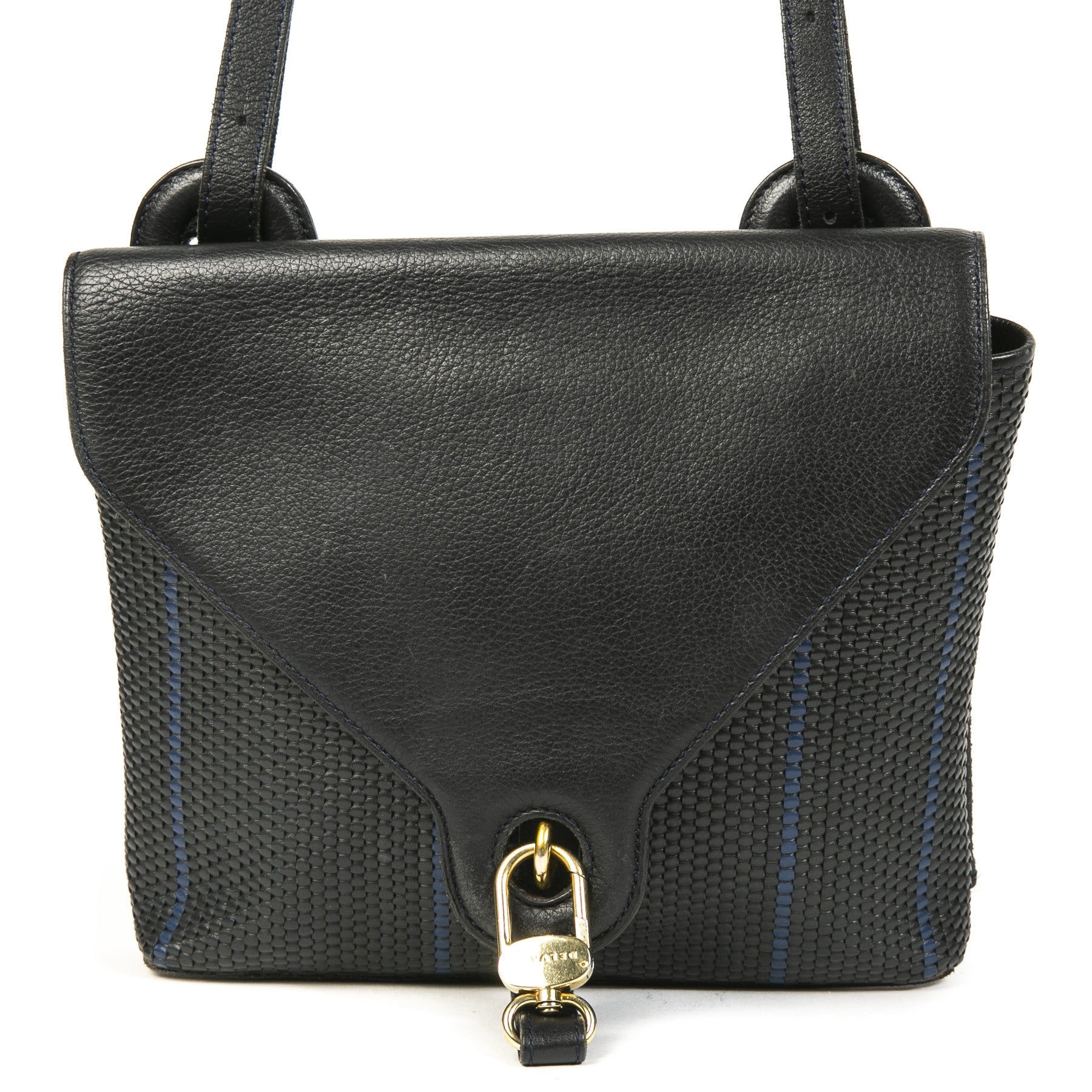 Delvaux Dark Blue Striped Toile de Cuir Bag kopen en verkopen