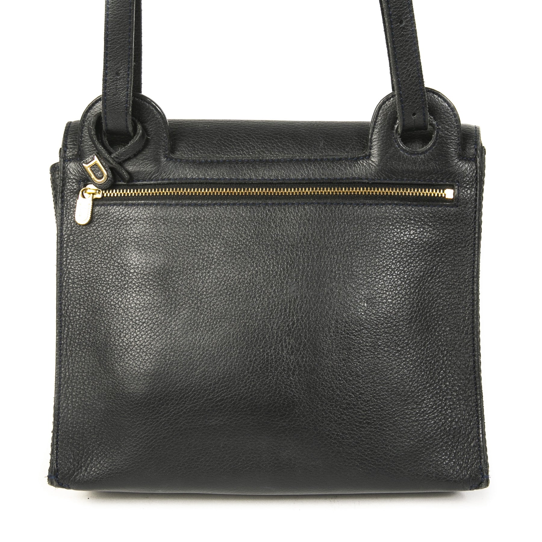 Delvaux Dark Blue Striped Toile de Cuir Bag for the best price at Labellov