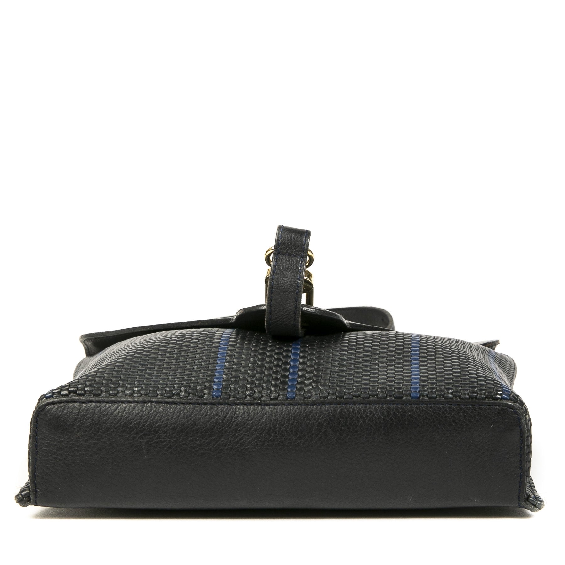 Delvaux Dark Blue Striped Toile de Cuir Bag for sale