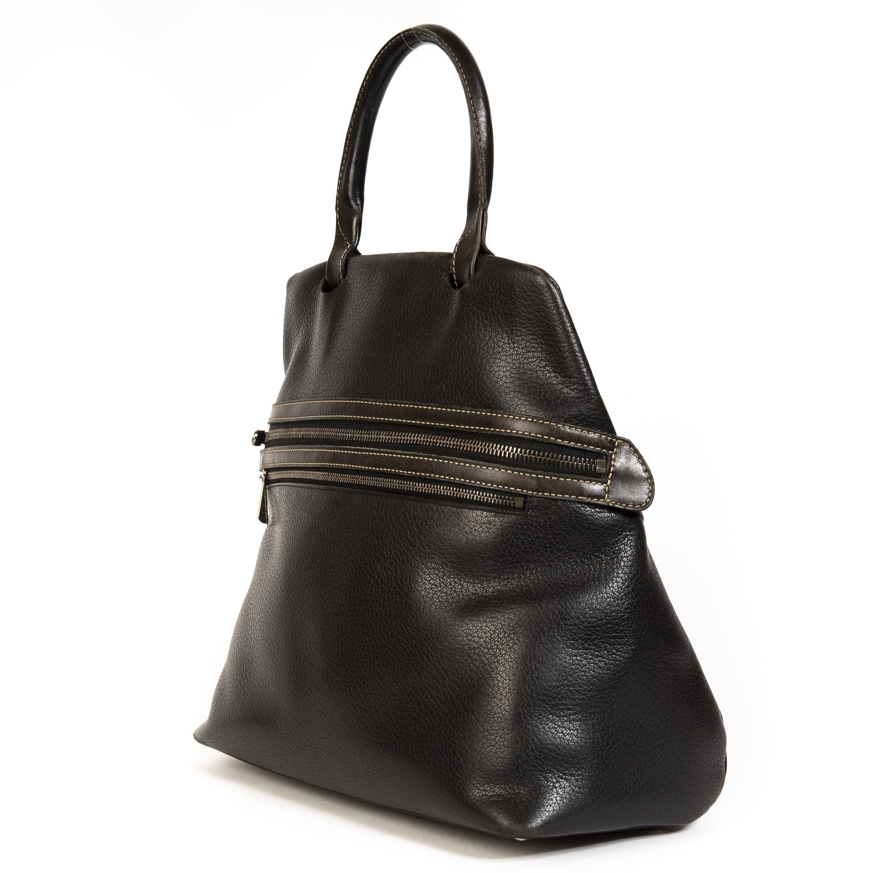 Deux De Delvaux Black Top Handle Bag