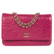 Chanel Pink Leather Floral Wallet On Chain for the best price available online
