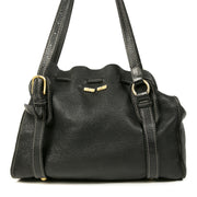 Authentieke Tweedehands Miu Miu Black Leather Drawstring Shoulder Bag juiste prijs veilig online shoppen luxe merken webshop winkelen Antwerpen België mode fashion