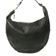 Authentieke Tweedehands Gucci Black Monogram Leather Studded Hobo Shoulder Bag juiste prijs veilig online shoppen luxe merken webshop winkelen Antwerpen België mode fashion