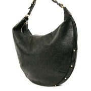 Authentieke Tweedehands Gucci Black Monogram Leather Studded Hobo Shoulder Bag juiste prijs veilig online shoppen luxe merken webshop winkelen Antwerpen België mode fashion