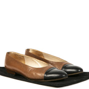 Authentieke Tweedehands Chanel Brown Ballet Flats juiste prijs veilig online shoppen luxe merken webshop winkelen Antwerpen België mode fashion