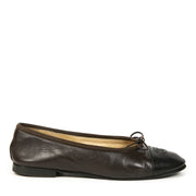 Authentic second-hand vintage Chanel Brown Bow Ballet Flats buy online webshop LabelLOV