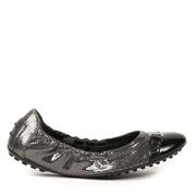 Tods Metallic Silver Leather Ballerina Flats