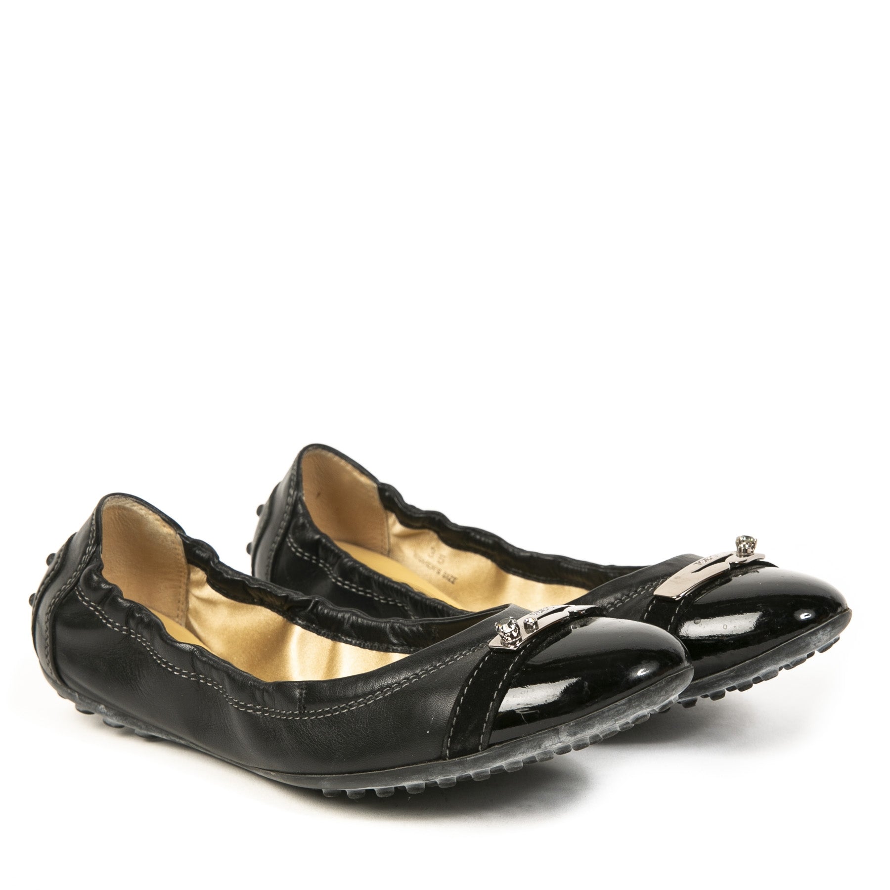Tods Zwarte Leren Ballerina's - Maat 35