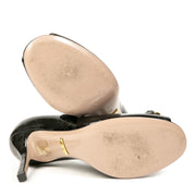 Gucci Black Monogram Patent Leather Horsebit Pumps