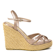 Gucci Rose Monogram Leather Wedges - Size 35