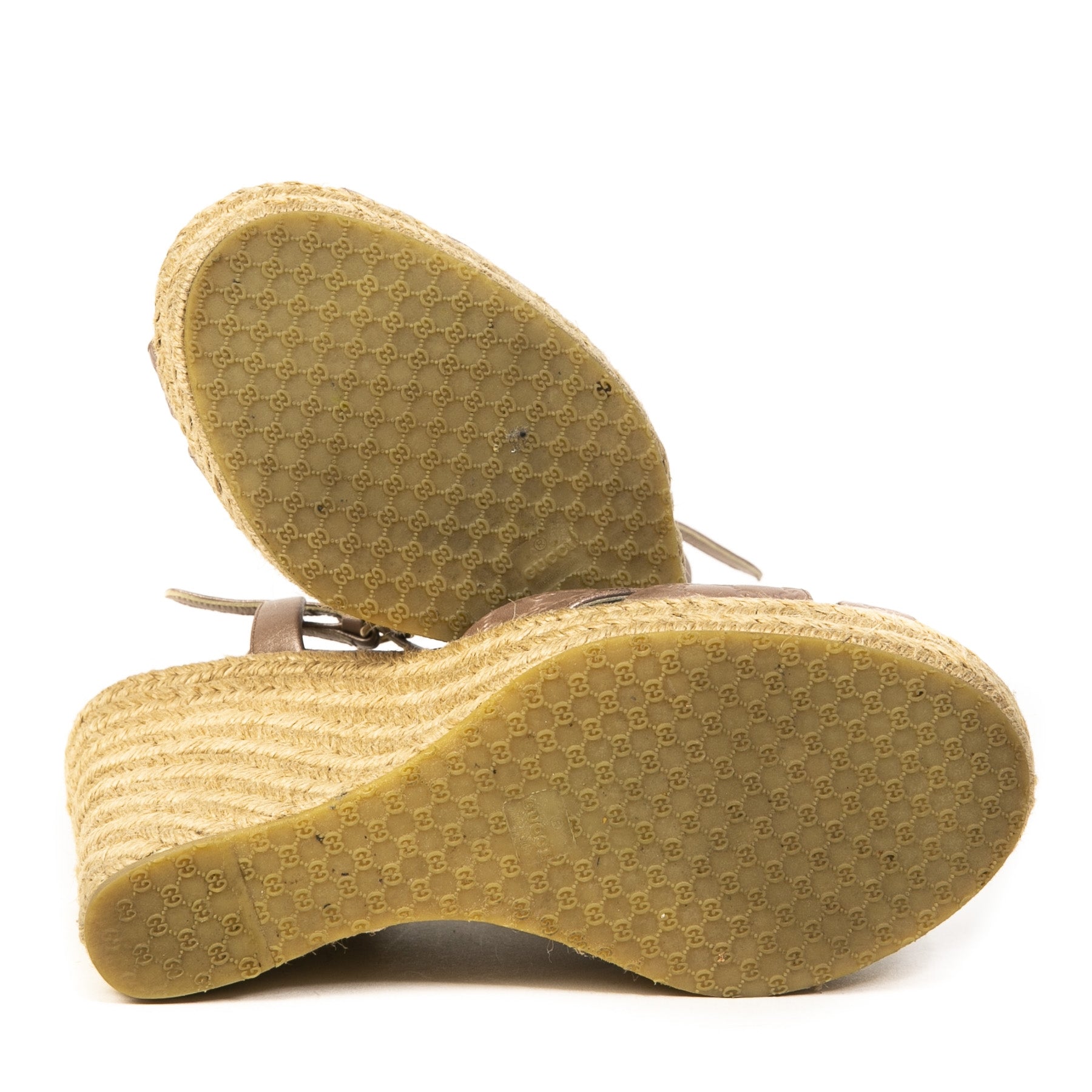 Gucci Roze Monogram Leren Wedges - Maat 35