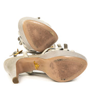 Prada Grey Bow Open Toe High Heels