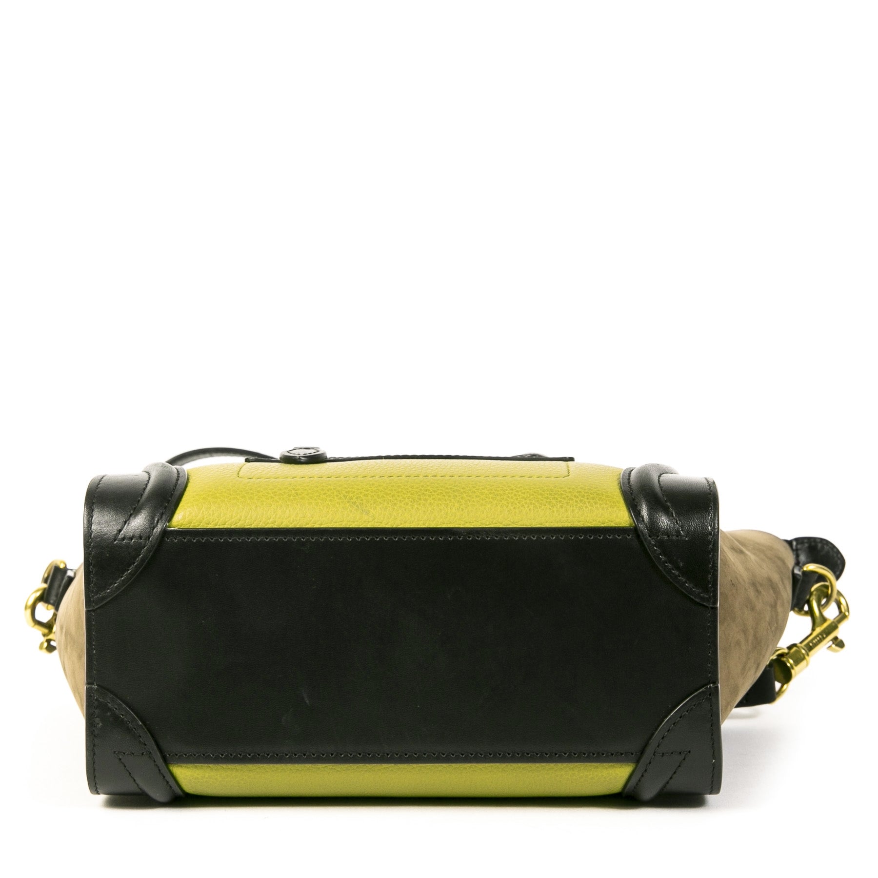 Authentieke Tweedehands Céline Nano Luggage Mint Brown Black Leather Crossbody Bag juiste prijs veilig online shoppen luxe merken webshop winkelen Antwerpen België mode fashion