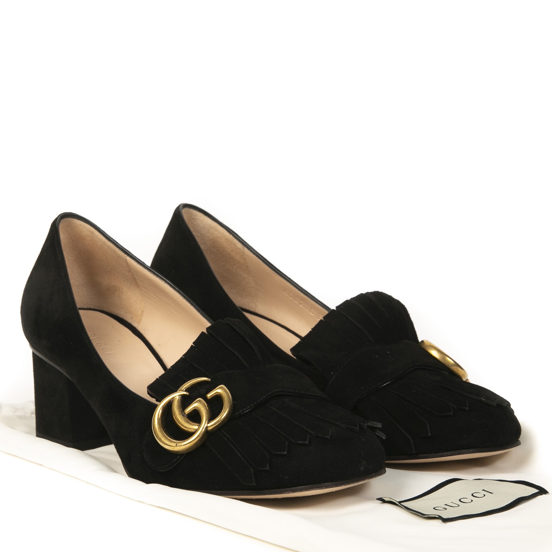 Authentique seconde main vintage Gucci Marmont Suede Pumps achète en ligne webshop LabelLOV