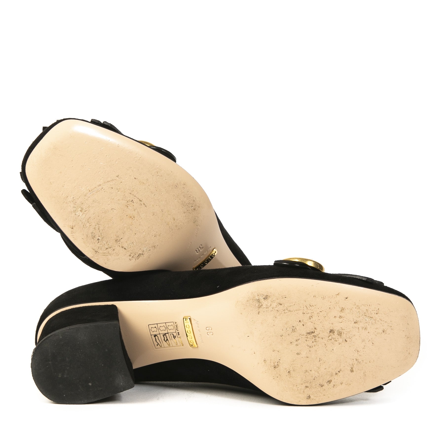 Authentic second-hand vintage Gucci Marmont Suede Pumps buy online webshop LabelLOV