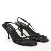 Authentic secondhand Prada Dark Blue Suede Strappy Sandal Heels juiste prijs veilig online shoppen luxe merken webshop winkelen Antwerpen België mode fashion