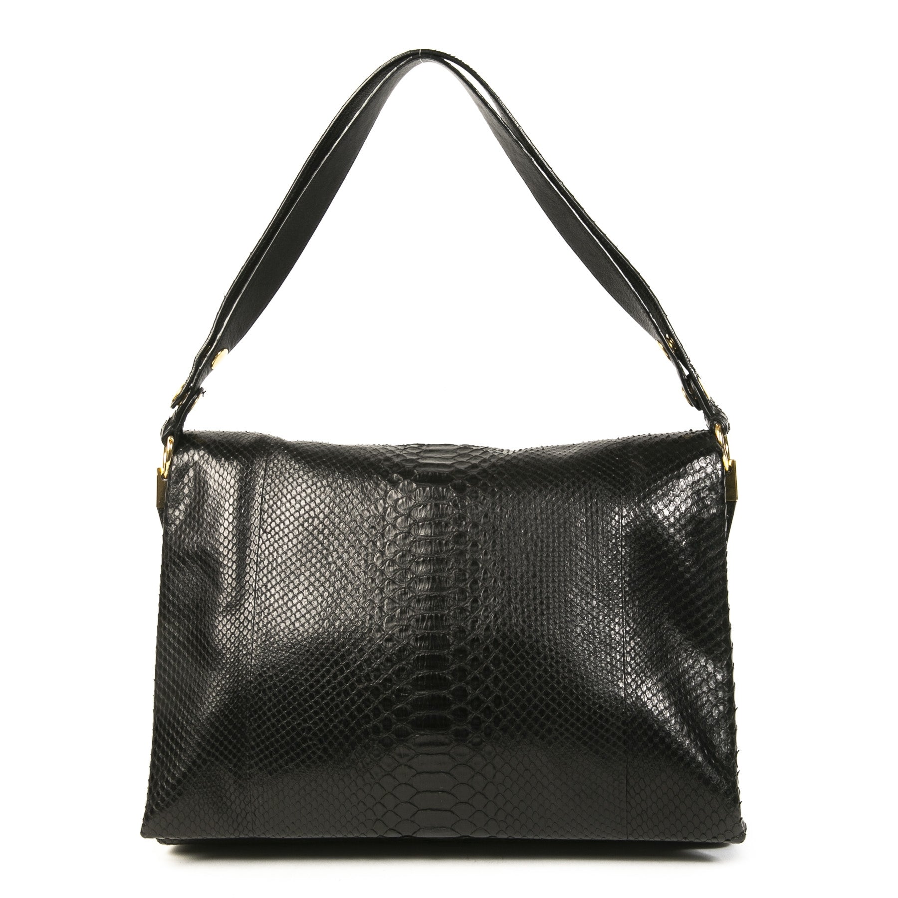 Authentic second-hand vintage Celine Python Black Blade Bag buy online webshop LabelLOV