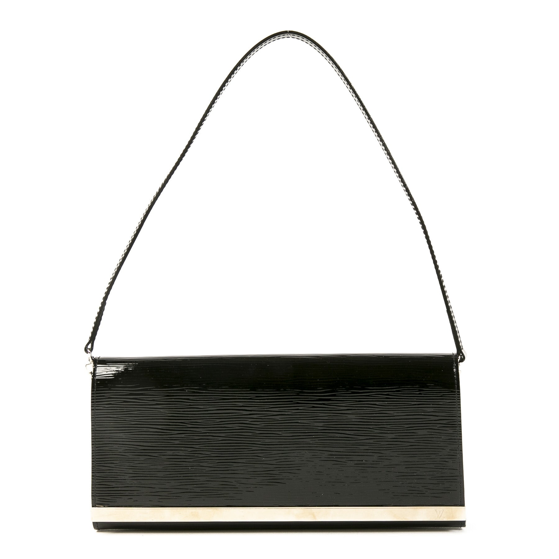 Authentieke Tweedehands Louis Vuitton Black Electric Sevigne Vernis Epi Clutch Pochette juiste prijs veilig online shoppen luxe merken webshop winkelen Antwerpen België mode fashion