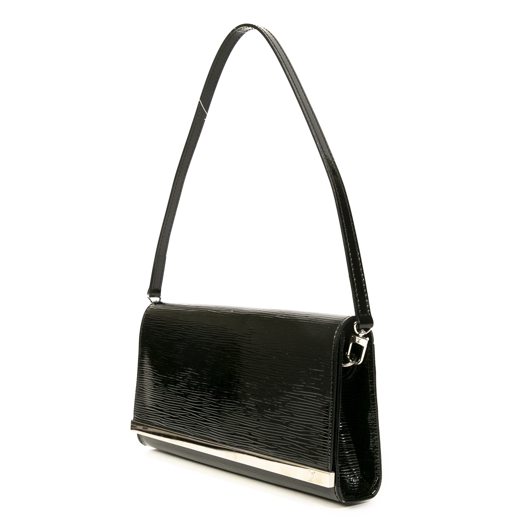 Authentieke Tweedehands Louis Vuitton Black Electric Sevigne Vernis Epi Clutch Pochette juiste prijs veilig online shoppen luxe merken webshop winkelen Antwerpen België mode fashion