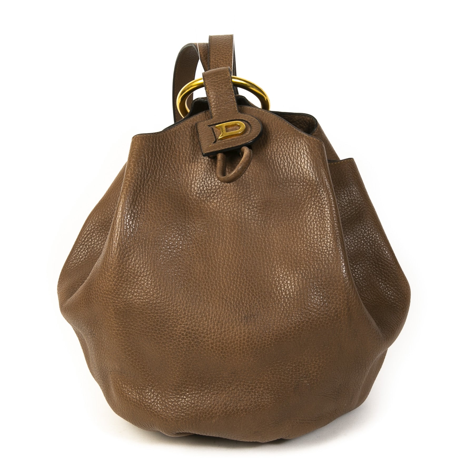Delvaux Brown Leather Rose des Vents Bucket Bag