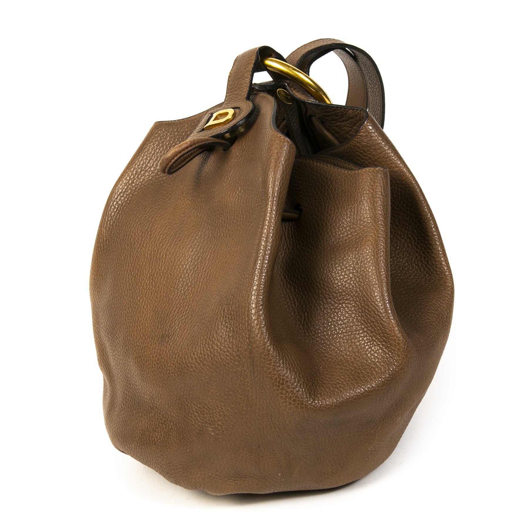 Delvaux Brown Leather Rose des Vents Bucket Bag